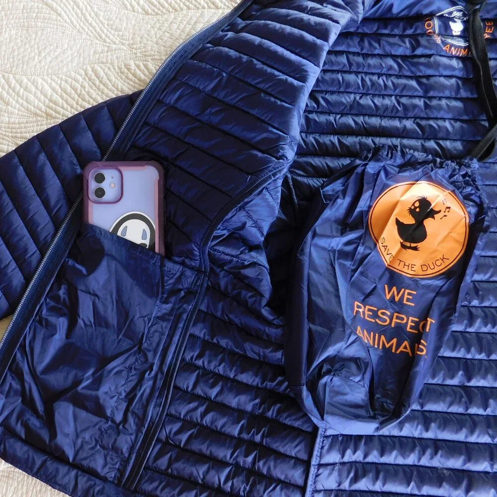 NWT Save The Duck Iris NLA Carly style navy Plumtech vegan down puffer jacket M - Picture 12 of 16